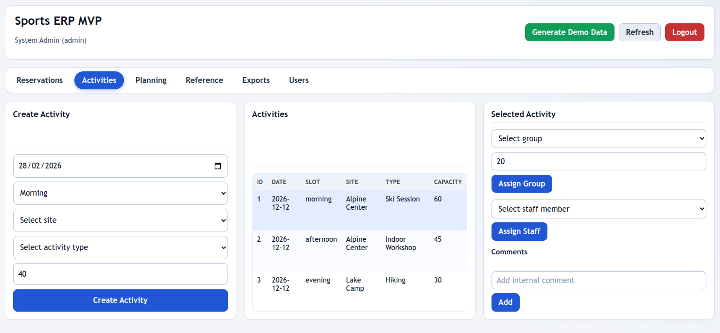 Sports Camp Management System