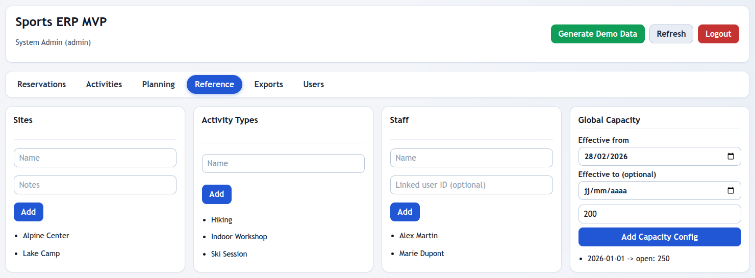 Sports Camp Management System